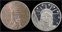 (2) 1 OZ .999 SILVER STATUE OF LIBERTY ROUNDS