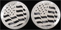 (2) 1 OZ .999 SILVER FLAG ROUNDS