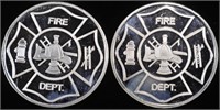 (2) 1 OZ .999 SILVER FIRE DEPARTMENT ROUNDS