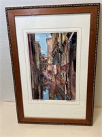 TEXTURED CANAL SIGNED LITHOGRAPH BY M. ROBERTS