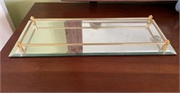 Vintage Vanity Mirror Tray w/ Brass Fenders