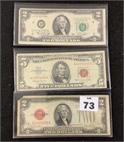 (1) 1963 $5 Red Seal & (1) 1928 "G" $2 Red Seal