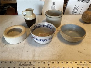 Stoneware bowls and pitcher