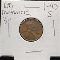 1940-S WHEAT PENNY CENT DOUBLE DIE MINT MARK