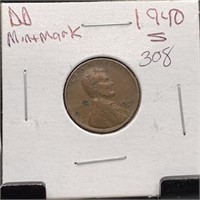 1940 WHEAT PENNY CENT DOUBLE DIE MINT MARK