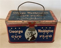 Antique George Washington cut plug tobacco tin