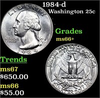 1984-d Washington Quarter 25c Grades GEM++ Unc