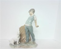 Lladro Nao Porcelain Boy & Dog Statue 9" Tall
