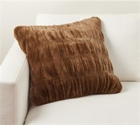 Faux Fur Ruched Decorative Pillow- 18x18"