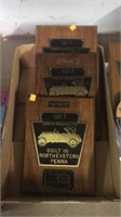 Vintage 1960’s car trophies. Cast iron on wood.