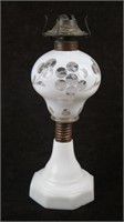 19TH C. SANDWICH GLASS OIL LAMP
