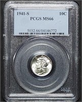1941-S Mercury Silver Dime PCGS MS66 Looks FB