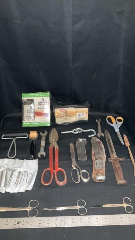 Allen/hex wrenches, tin snips, scissors knives