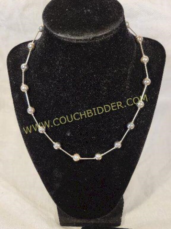 Liquid Silver and Bead Necklace