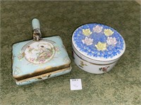 (2) HAND-PAINTED PORCELAIN JEWELRY DISHES