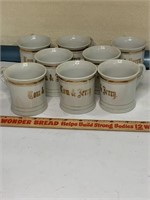 (8) Gold Trim Tom and Jerry Cups