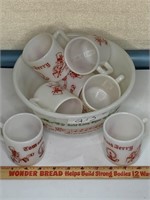 Vintage Tom and Jerry Bowl and (7) cups