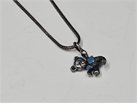 Sterling Silver 15" Necklace with Teddy Bear Penda
