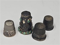 Sterling Silver Thimbles Lot One With  Turquoise