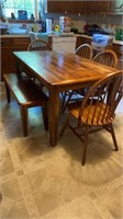 Solid Wood Dining Set With 4 Spindle Back Chairs