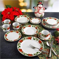 Poinsettia Holiday Dinnerware Set, 20-Piece