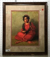 Theodore Wores "The Lei Maker" Framed Print