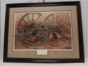 Framed, Artist Signed, Rustic Retreat-Pheasants