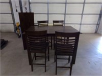 High top table with leaf and 4 chairs