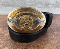 US Army German Silver Cowboy Belt and Buckle