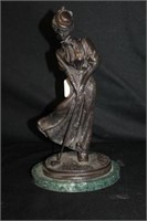 Bronze Statue of Lady Golfer 13" on green base