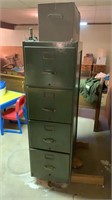 Old painted wooden file cabinet / metal file box