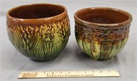 2 Art Pottery Jardinieres Majolica Glaze