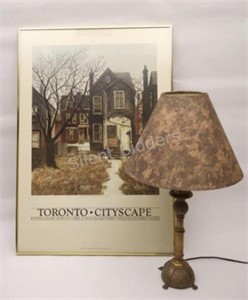 Toronto City Scape Framed Poster w Table Lamp