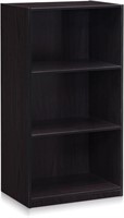 3-Tier Bookcase Storage Shelves, Dark Walnut