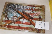 NEW TIN SIGN, LIBERTY BEGINS WITH FISHING