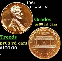 Proof 1961 Lincoln Cent 1c Grades Gem++ Proof Red