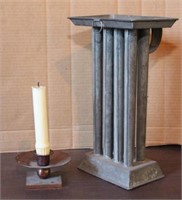 2 Pieces - tin 8 candle mold, candle holder