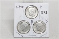 1946 PDS Silver Roosevelt Dimes