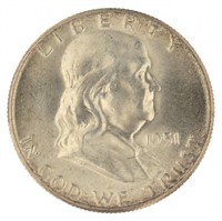1951 BU Franklin Silver Half Dollar