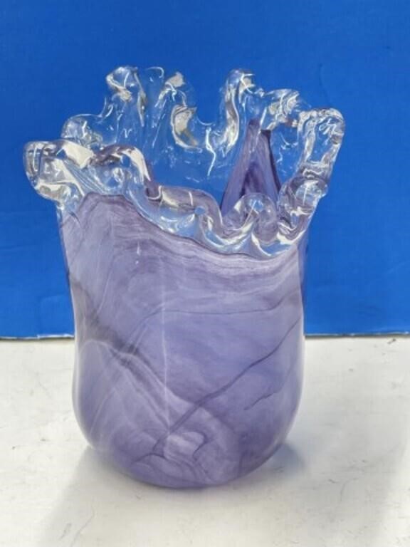 Lavender Swirled Art Glass Vase