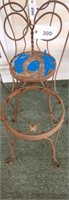 METAL FRAMED VTG. ICE CREAM CHAIR- ROUND SEAT