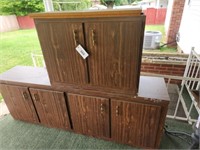 3 OLDER BASE CABINETS W/ COUNTER TOPS