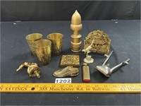 Brass Cups, Napkin Holder, Shoe, Metal Decor