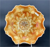 Holly ruffled bowl - marigold on moonstone