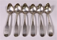 6 coin silver spoons, 342g, A. Johnston, 9" long