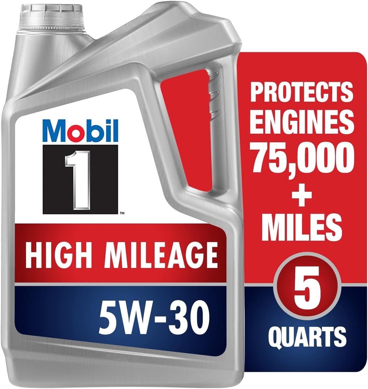 Mobil 1 High Mileage Oil 5 Quart (2pk)