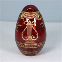 19th C. Carnegie Hall Cut Glass Egg Paperweight