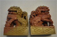 Pair of Antique Stone Foo Dogs, Bookends