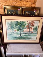 Framed Farm House Watercolor