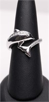 Sterling diamond dolphin ring